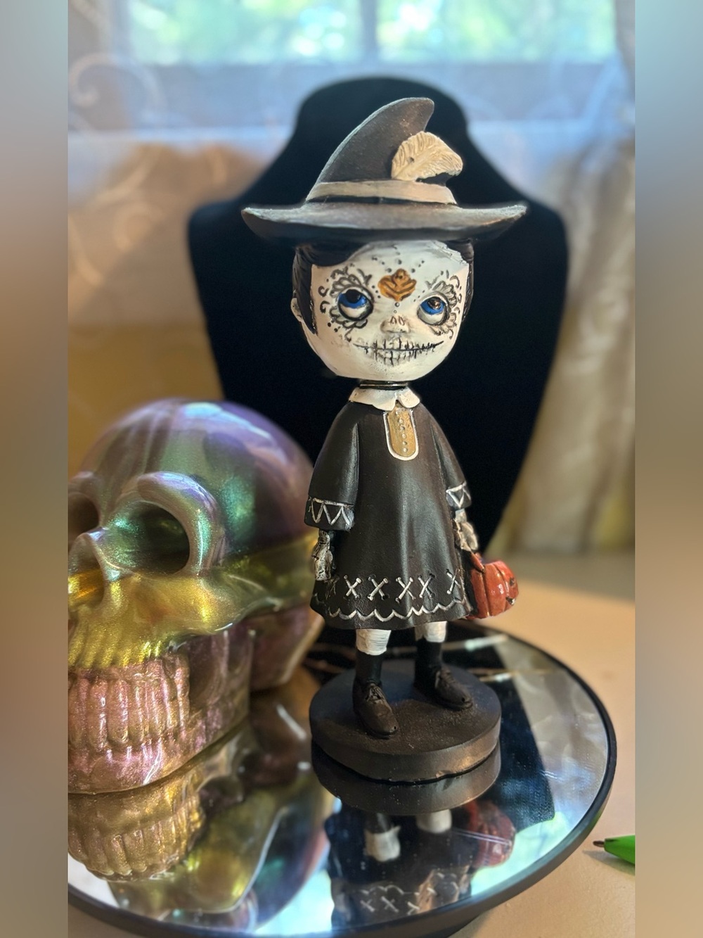 Debi Lilly Day of the Dead (Dia De Los Muertos) "Wobble Bobble" Witch Figurine